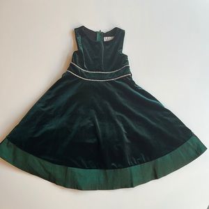 Rare Editions Emerald Green Velvet Bow-Waist girls dress in size 5